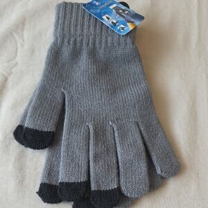 Gray and Black Knit Gloves
